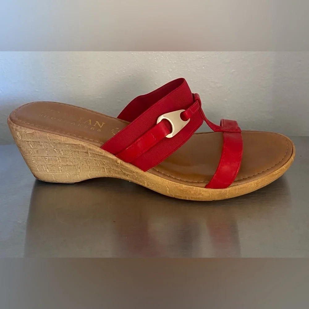 ITALIAN SHOEMAKER ...Elegant Red Wedge Sandals